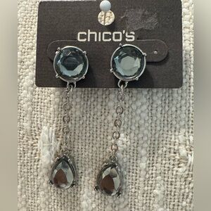 0205-Chico's Silver and Gray Chain Drop Earrings